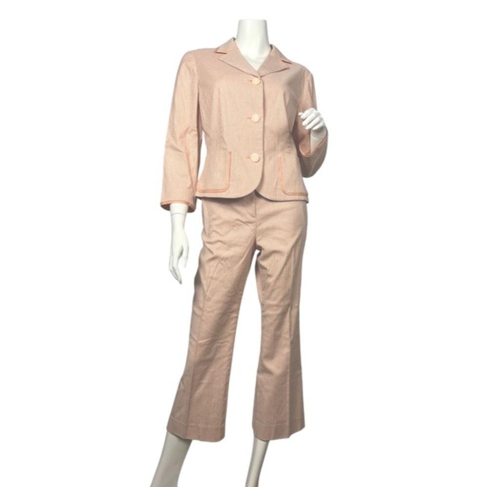 2PC Halogen Striped Suit Jacket and Ankle Capri Pants